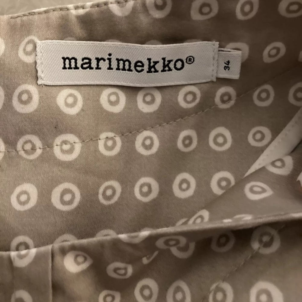 *SOLD* Marimekko Kora 042260 Beige Cotton Blend Short Sleeves Dress Size 34 - Picture 7 of 9